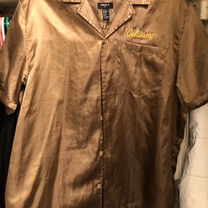 Short sleeve silk button up